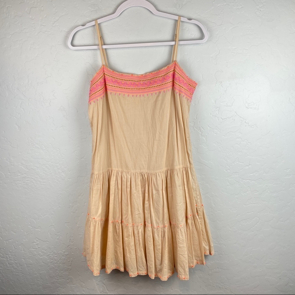 J.Crew Embroidered Siesta Drop‎ Waist Spaghetti Strap Mini Dress in Pink X-Small